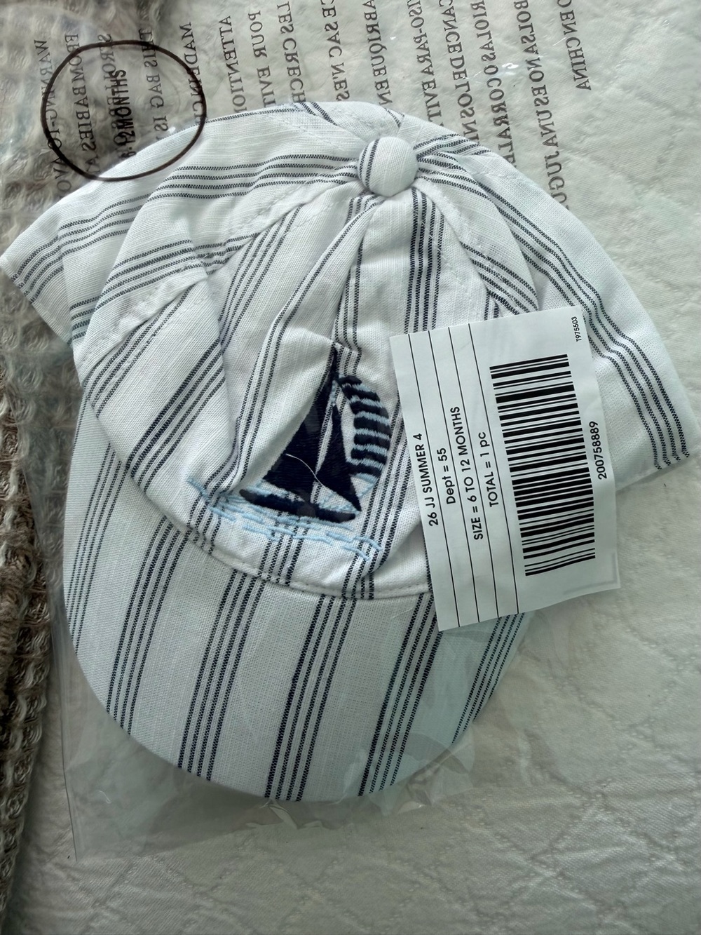 Sailboat Merchant Marine stripes size 6 to 12 months NWT, Jamie and Jack
